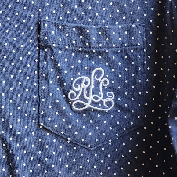 Lauren Ralph Lauren Navy/White Polka Dot Pajama Button Down Shirt Size XS - Picture 9 of 16